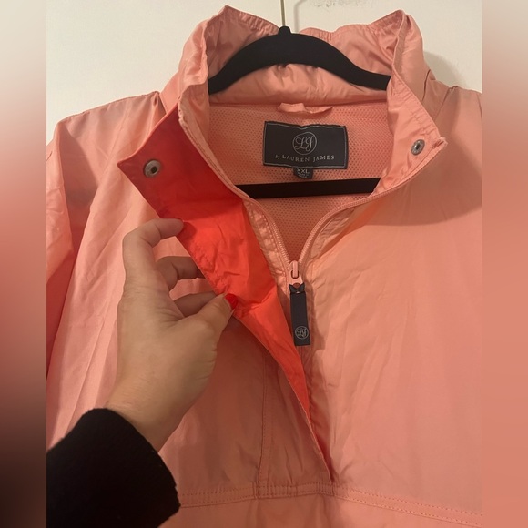 NWT Lauren James Coral Peach windbreaker jacket rollaway hood size XXL (M126) - Picture 5 of 8